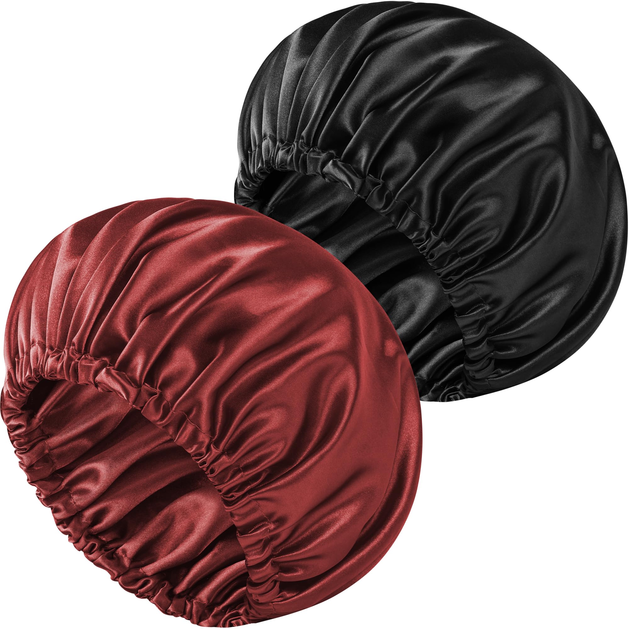 2 PCS Satin Bonnet Double Layer Sleep Hair Silk Bonnet for Sleeping Women Curly Natural Hair